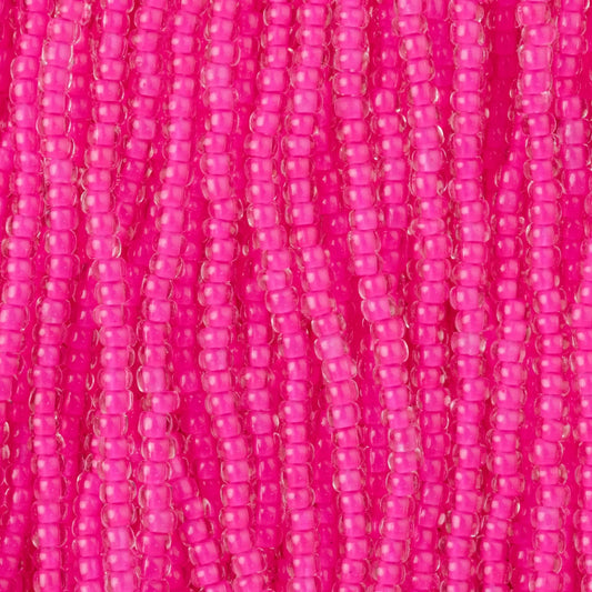 Czech Seed Beads, 11/0 – Transparent Neon Pink (strung)