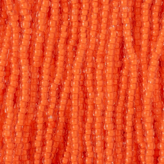 Czech Seed Beads, 11/0 – Transparent Neon Orange (strung)