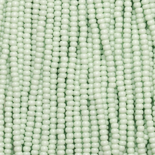 Czech Seed Beads, 11/0 – Solgel Chalk Green 2 (strung)