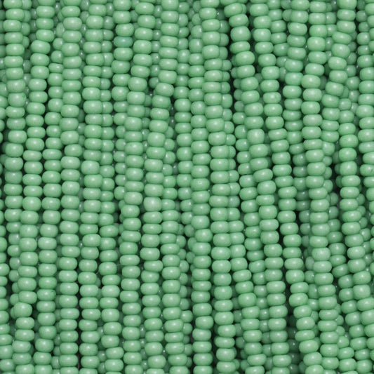 Czech Seed Beads, 11/0 – Solgel Chalk Green (strung)