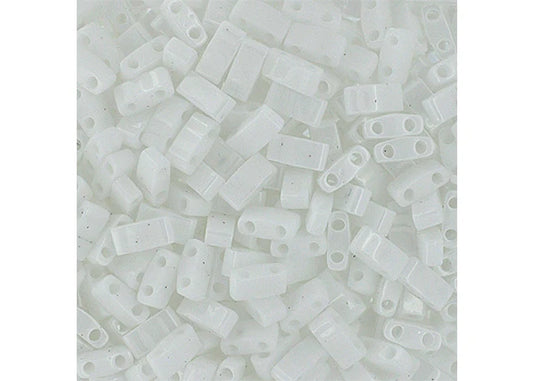 MIYUKI TILA HALF CUT 5X2.3MM 2HOLE WHITE OPAQUE 5 Grams