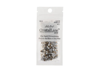 CRYSTAL LANE DIY FLAT BACK RHINESTONES SS12 (3MM) METALLIC GOLD 432PCS