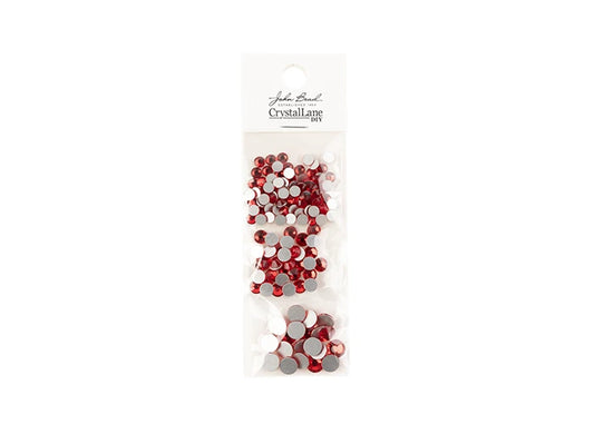 CRYSTAL LANE DIY FLAT BACK RHINESTONES COMBO LIGHT SIAM SS16 -80PCS, SS20 -35PCS, SS30 -20PCS