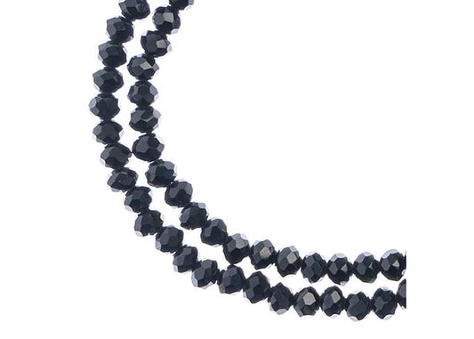 Perles rondes Crystal Lane Diy, 2 brins, 7 pouces (environ 110 pièces), 3 x 4 mm, noir opaque