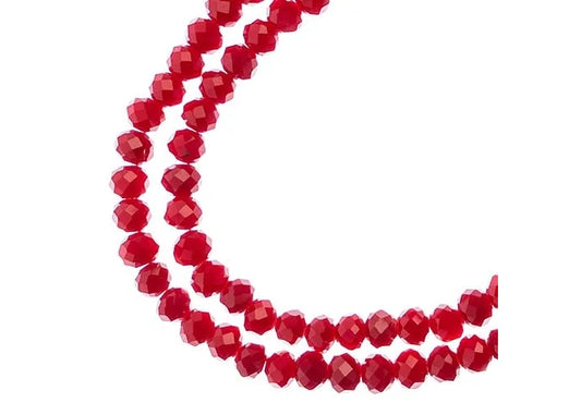 Perles rondes Crystal Lane Diy à 2 brins, 7 pouces (environ 110 pièces), 3 x 4 mm, rouge opaque