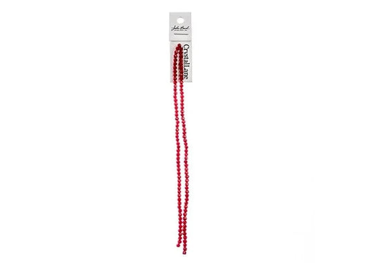 Perles rondes Crystal Lane Diy à 2 brins, 7 pouces (environ 110 pièces), 3 x 4 mm, rouge opaque