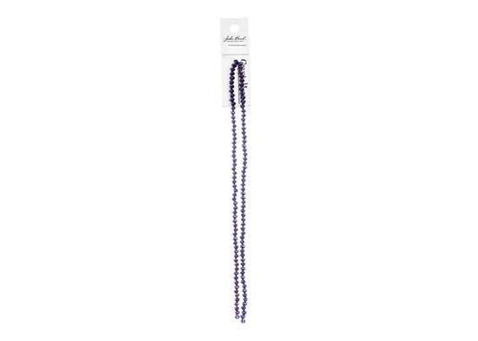 Perles rondes Crystal Lane Diy à 2 brins, 7 pouces (environ 110 pièces), 3 x 4 mm, iris violet opaque 