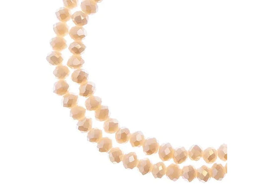 Perles rondes Crystal Lane Diy à 2 brins, 7 po (environ 110 pièces), 3 x 4 mm, crème opaque