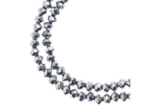 Crystal Lane Diy Rondelle 2 Strand 7in (apx110pcs) 3x4mm Opaque Silver Iris