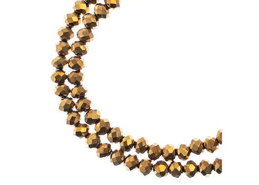 Crystal Lane Diy Rondelle 2 Strand 7in (apx110pcs) 3x4mm Opaque Gold Iris