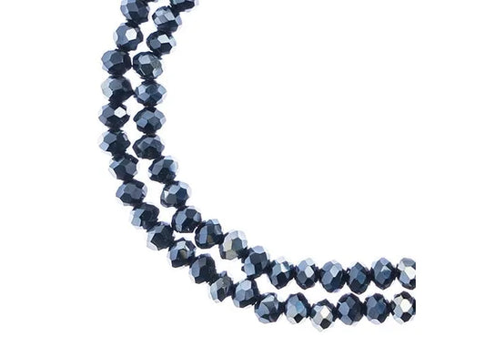 Crystal Lane Diy Rondelle 2 Strand 7in (apx110pcs) 3x4mm Opaque Gunmetal Luster