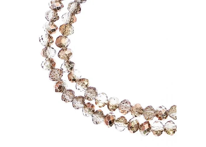 CRYSTAL LANE DIY RONDELLE 2 STRAND 7IN (APX110PCS) 3X4MM TRANSPARENT CRYSTAL W/HALF COPPER IRIS