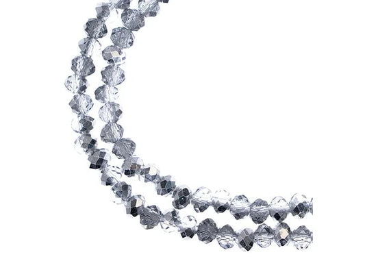 CRYSTAL LANE DIY RONDELLE 2 STRAND 7IN (APX110PCS) 3X4MM TRANSPARENT HALF SILVER IRIS