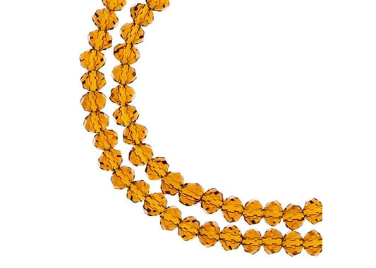 CRYSTAL LANE DIY RONDELLE 2 STRAND 7IN (APX110PCS) 3X4MM TRANSPARENT AMBER