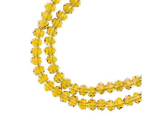 CRYSTAL LANE DIY RONDELLE 2 STRAND 7IN (APX110PCS) 3X4MM TRANSPARENT LIGHT AMBER W/PURPLE LUSTER