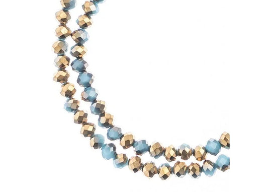CRYSTAL LANE DIY RONDELLE 2 STRAND 7IN (APX110PCS) 3X4MM OPAQUE DARK BLUE W/HALF GOLD IRIS