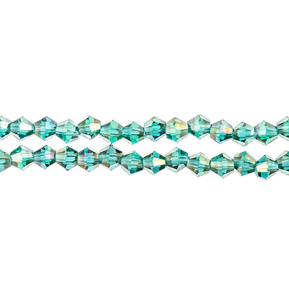 CRYSTAL LANE DIY BICONE 2STRAND 7IN (APX96PCS) 4MM TRANSPARENT DARK GREEN AB