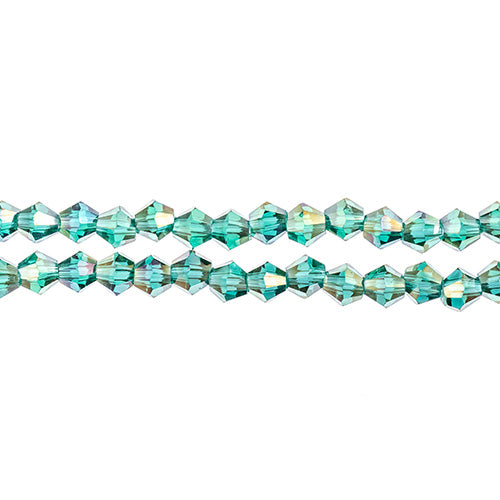 CRYSTAL LANE DIY BICONE 2STRAND 7IN (APX96PCS) 4MM TRANSPARENT DARK GREEN AB