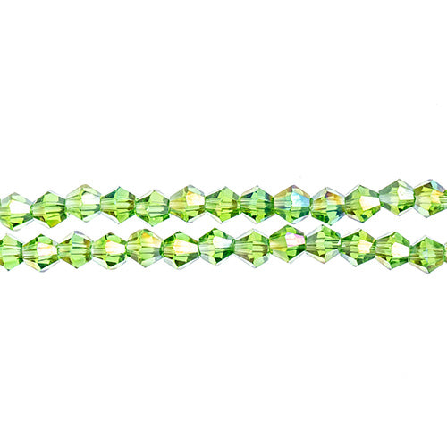 CRYSTAL LANE DIY BICONE 2STRAND 7IN (APX96PCS) 4MM TRANSPARENT GREEN AB