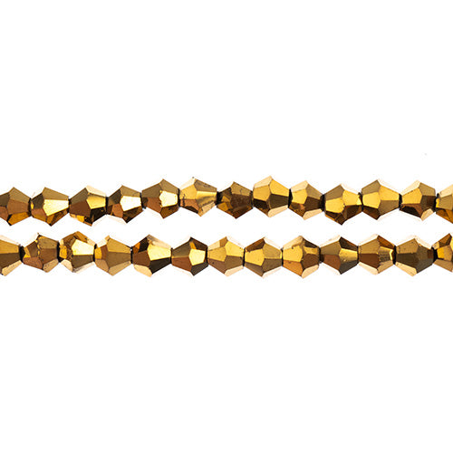 CRYSTAL LANE DIY BICONE 2STRAND 7IN (APX96PCS) 4MM OPAQUE GOLD IRIS