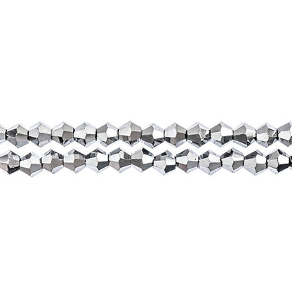 CRYSTAL LANE DIY BICONE 2STRAND 7IN (APX96PCS) 4MM OPAQUE SILVER IRIS