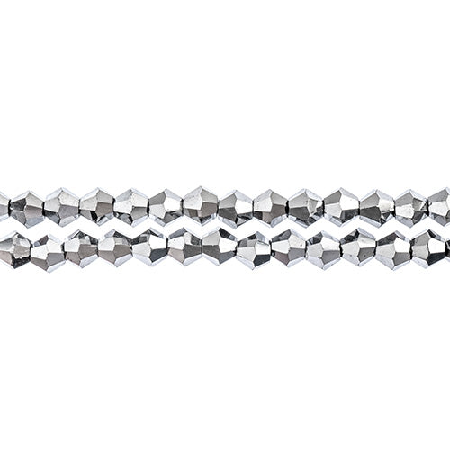CRYSTAL LANE DIY BICONE 2STRAND 7IN (APX96PCS) 4MM OPAQUE SILVER IRIS