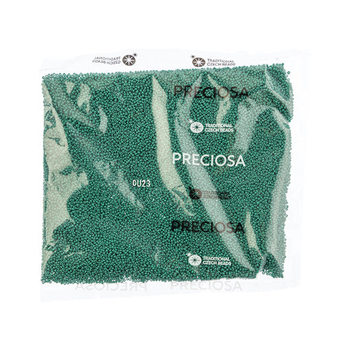 CZECH SEED BEAD 13/0 CUT OPAQUE MEDIUM DARK GREEN LOOSE 100 G