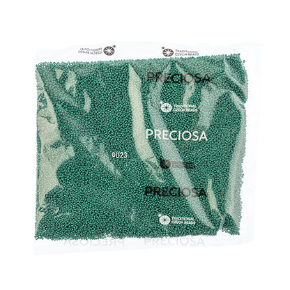 CZECH SEED BEAD 13/0 CUT OPAQUE MEDIUM DARK GREEN LOOSE 100 G