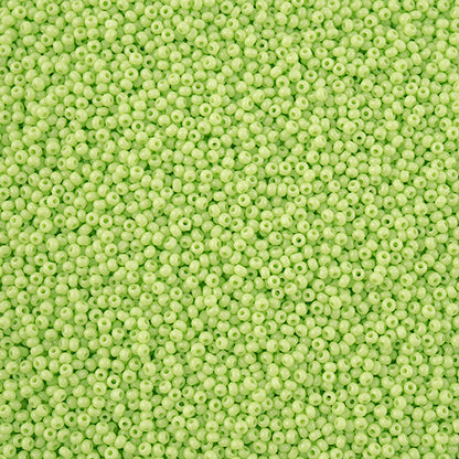 CZECH SEED BEAD 13/0 CUT OPAQUE PALE GREEN LOOSE 100 G