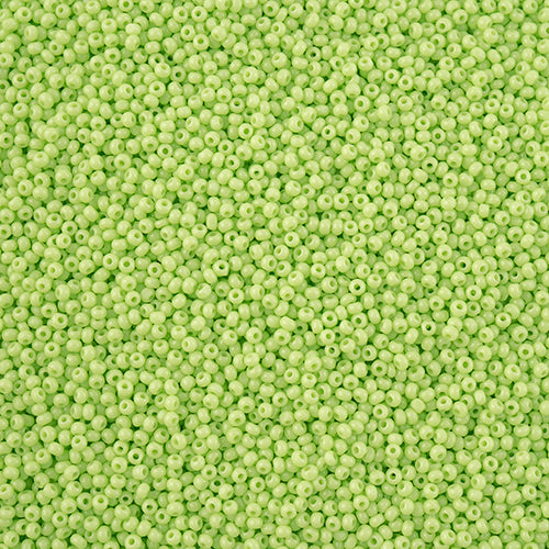 CZECH SEED BEAD 13/0 CUT OPAQUE PALE GREEN LOOSE 100 G