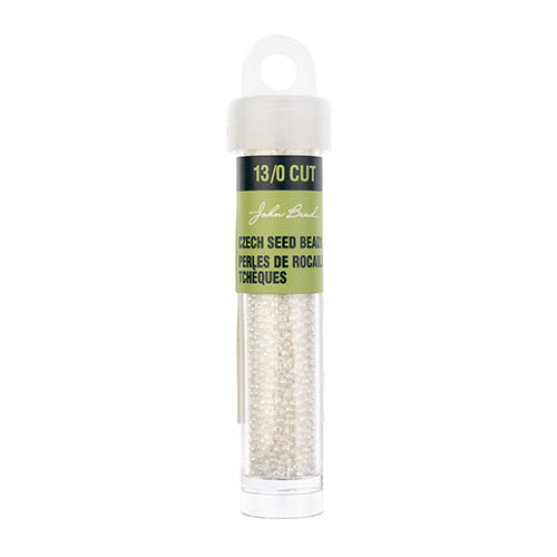 CZECH SEED BEAD 13/0 CUT OPAQUE WHITE LUSTER