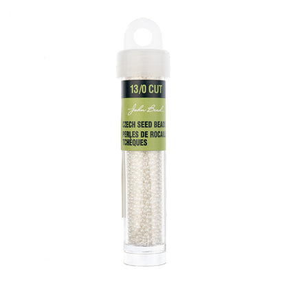 CZECH SEED BEAD 13/0 CUT OPAQUE WHITE LUSTER