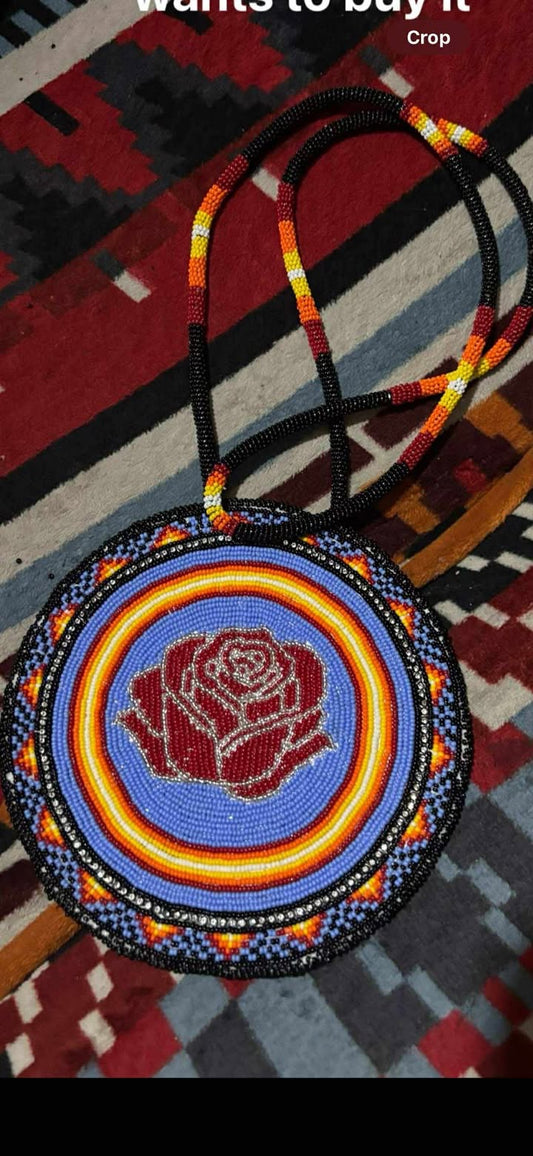 Czech Rose Medallion Necklace