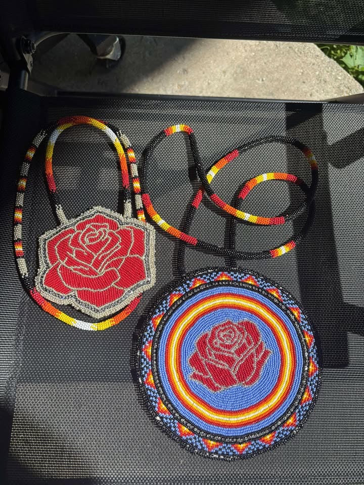 Czech Rose Medallion Necklace