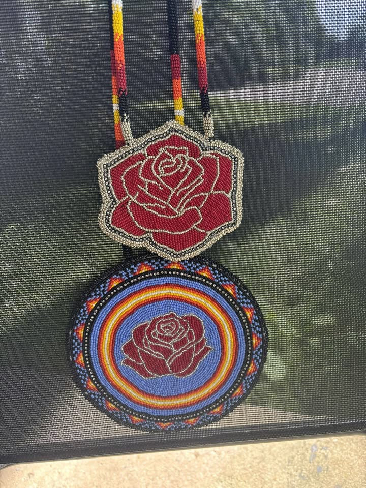 Czech Rose Medallion Necklace